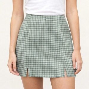 Brandy Melville Green Plaid Mini Skirt